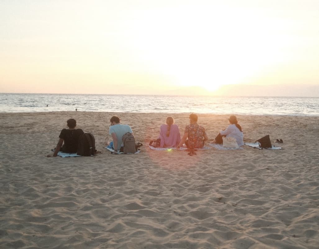 At the beach watching the sunset
